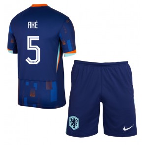 Holandsko Nathan Ake #5 Dětské Venkovní dres komplet ME 2024 Krátký Rukáv (+ trenýrky)